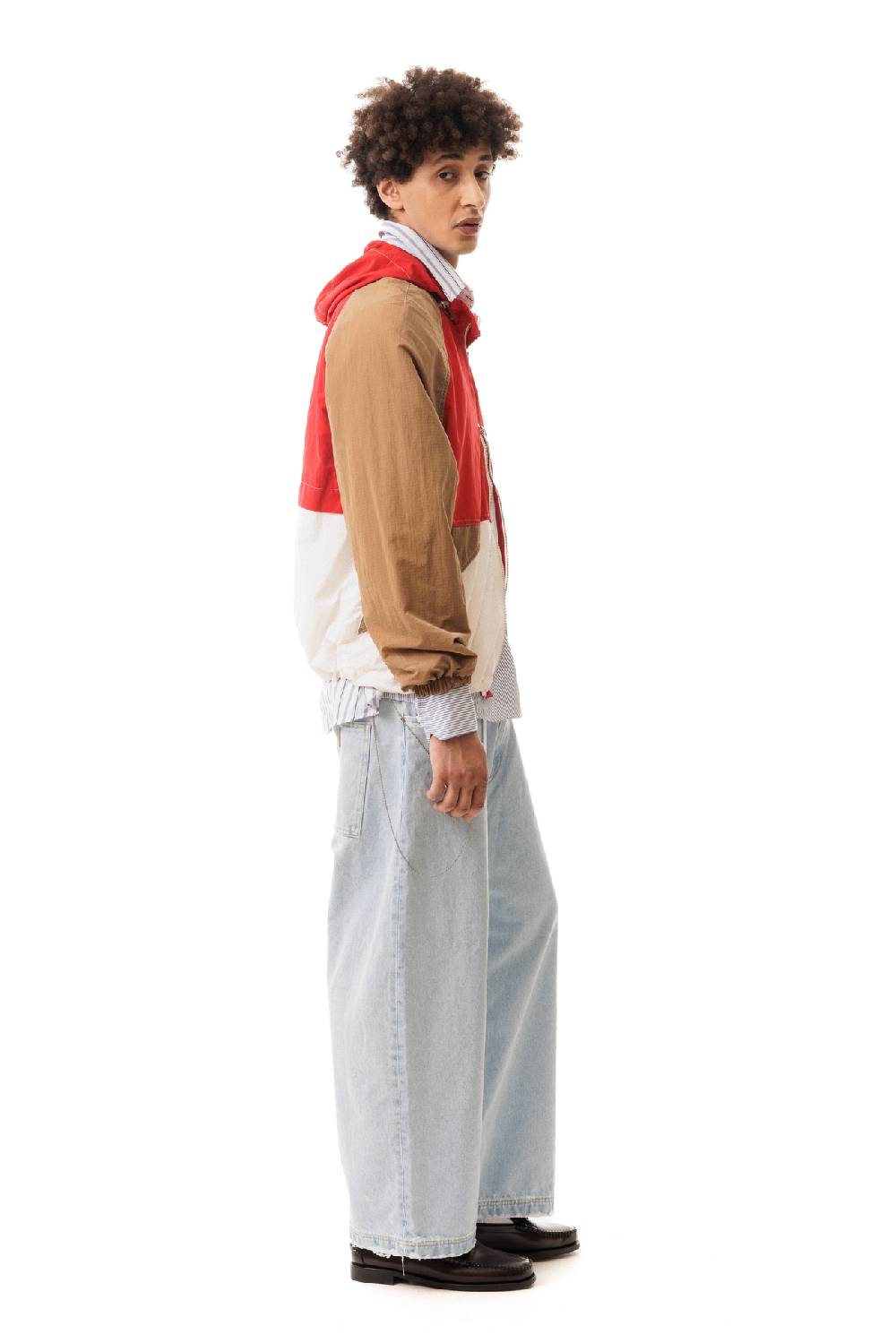 Lc23 Nylon Color-Block Hooded Jacket Red