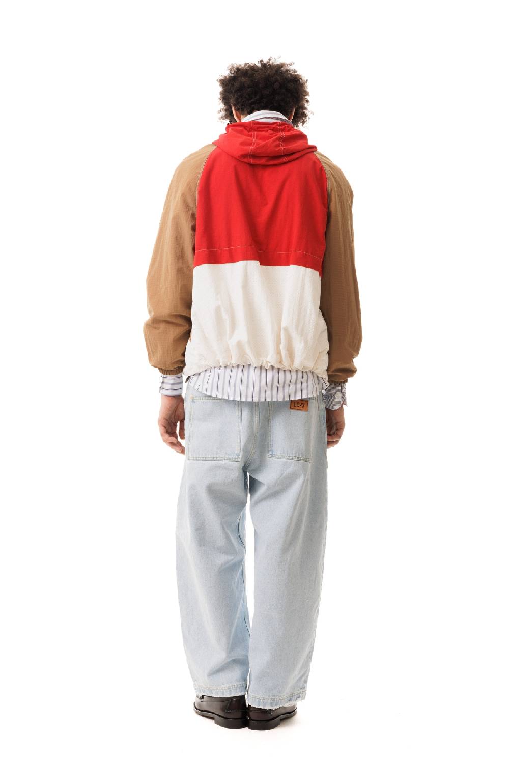 Lc23 Nylon Color-Block Hooded Jacket Red