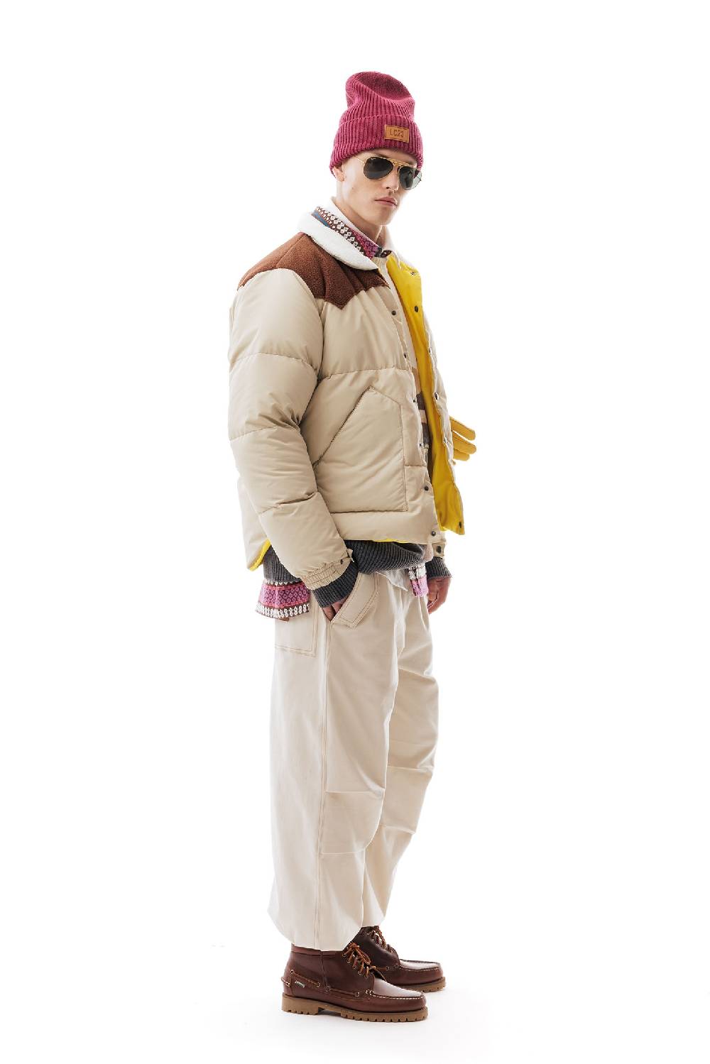 Lc23 Paneled Down Jacket Beige