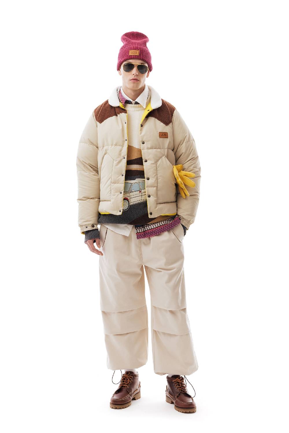 Lc23 Paneled Down Jacket Beige