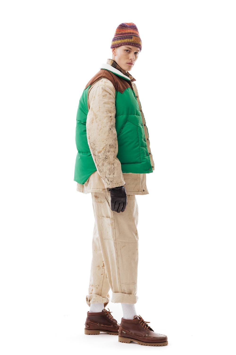 Lc23 Paneled Down Vest Green