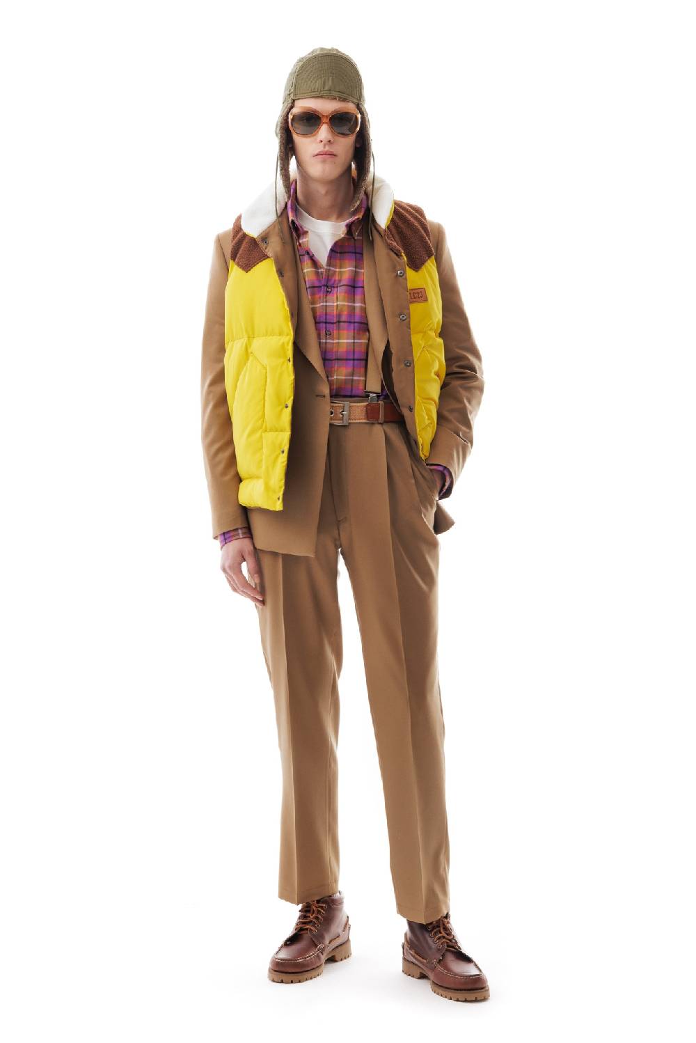 Lc23 Paneled Down Vest Yellow