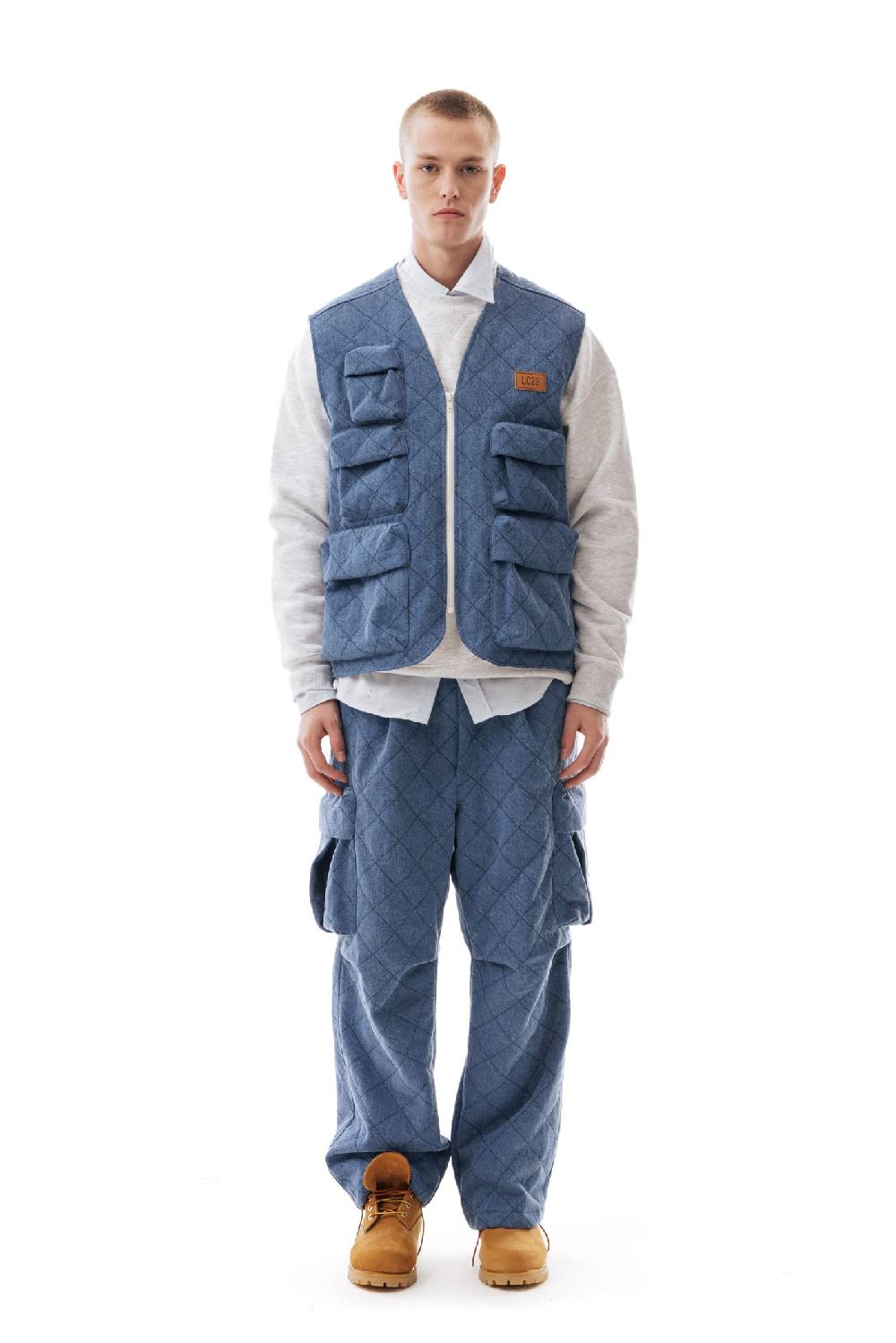 Lc23 Quilted Denim Multipocket Vest