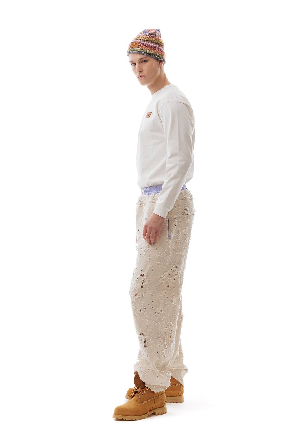 Lc23 Ripped Denim Pants Cream