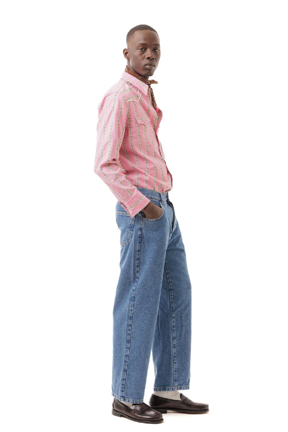 Lc23 Stripes&Flowers Western Shirt Pink