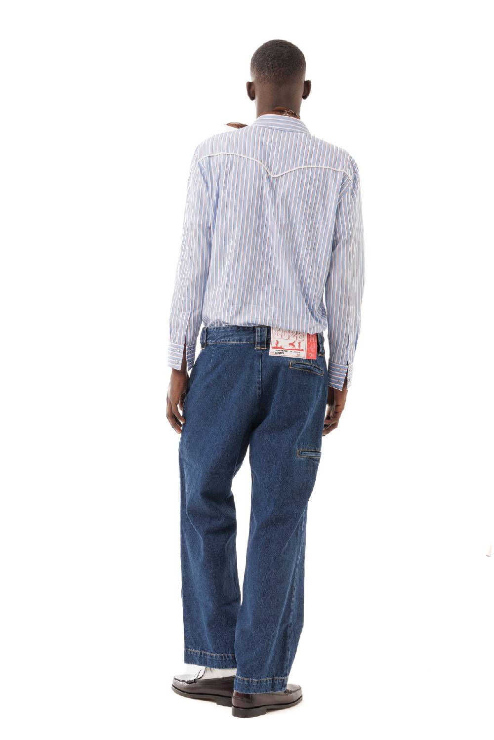 Lc23 Stripes Western Shirt Blue-Brown