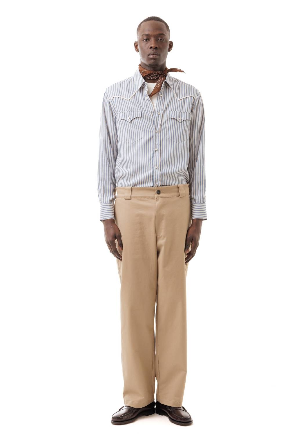 Lc23 Stripes Western Shirt Blue