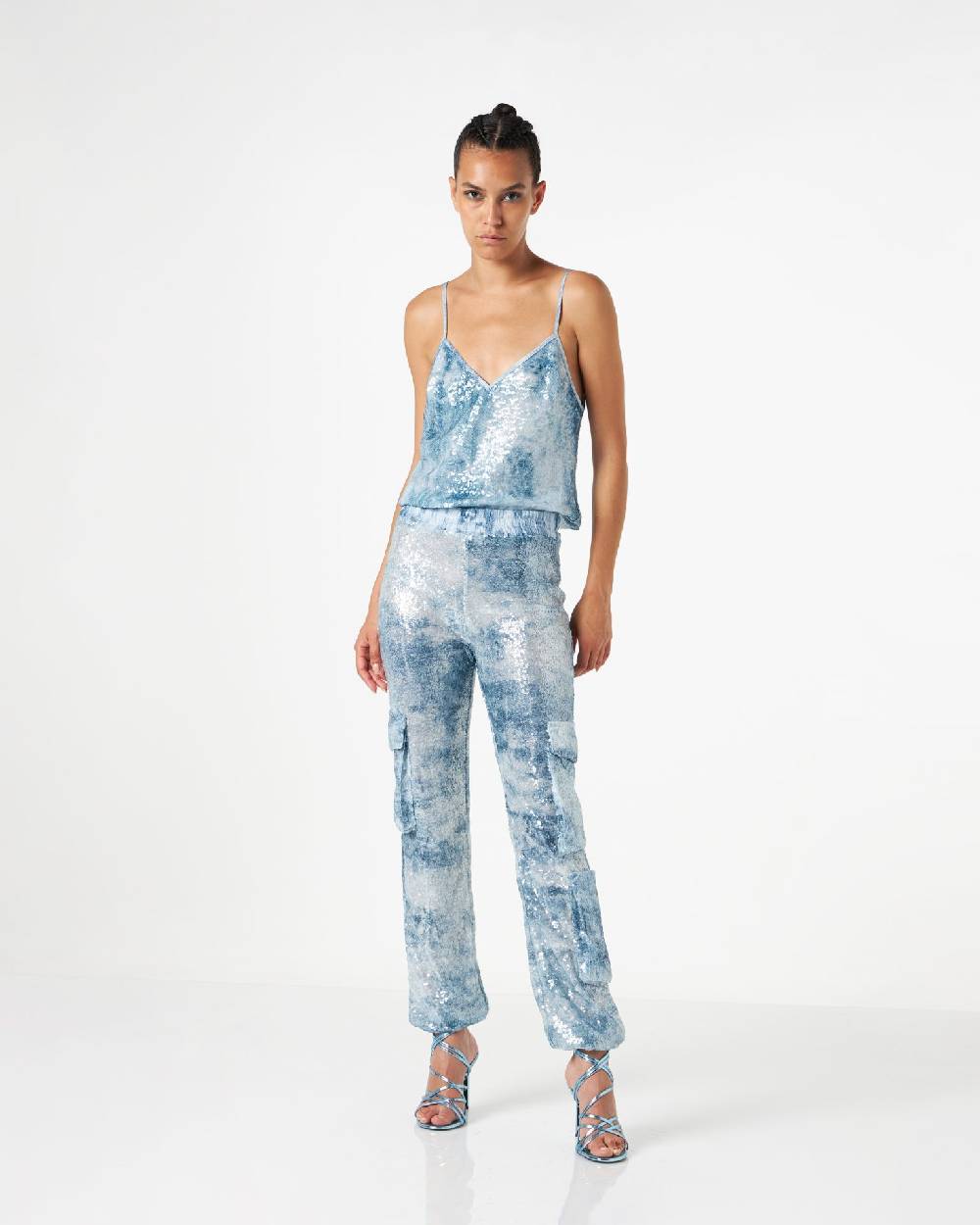 Le Twins Abano Paillettes Jeans Celeste