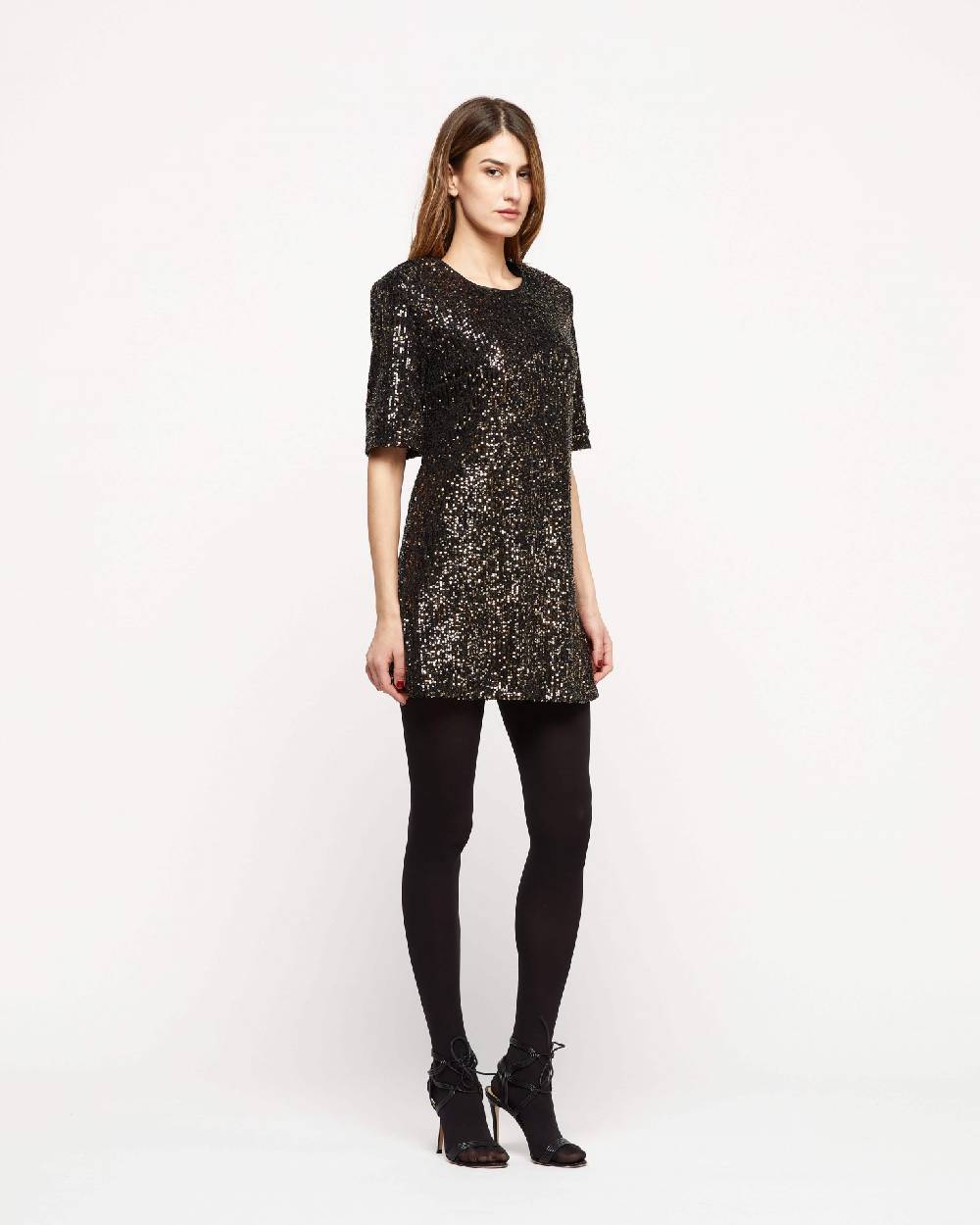 Le Twins Abito Clara – Paillettes Nero E Oro