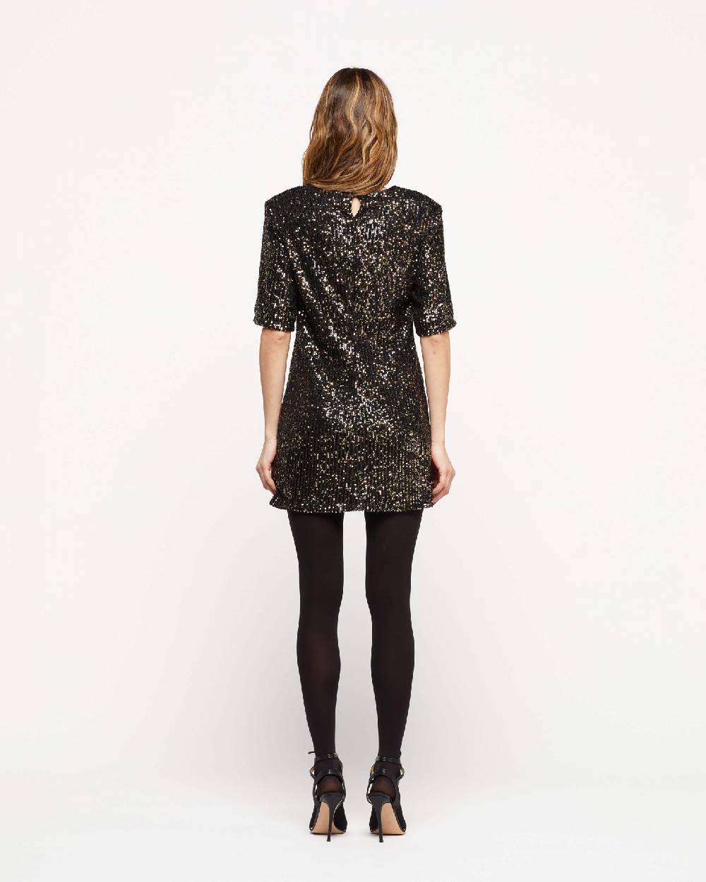 Le Twins Abito Clara – Paillettes Nero E Oro