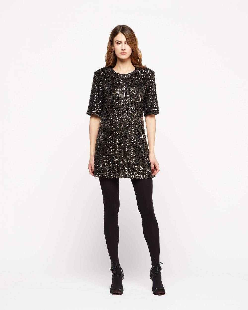 Le Twins Abito Clara – Paillettes Nero e Oro