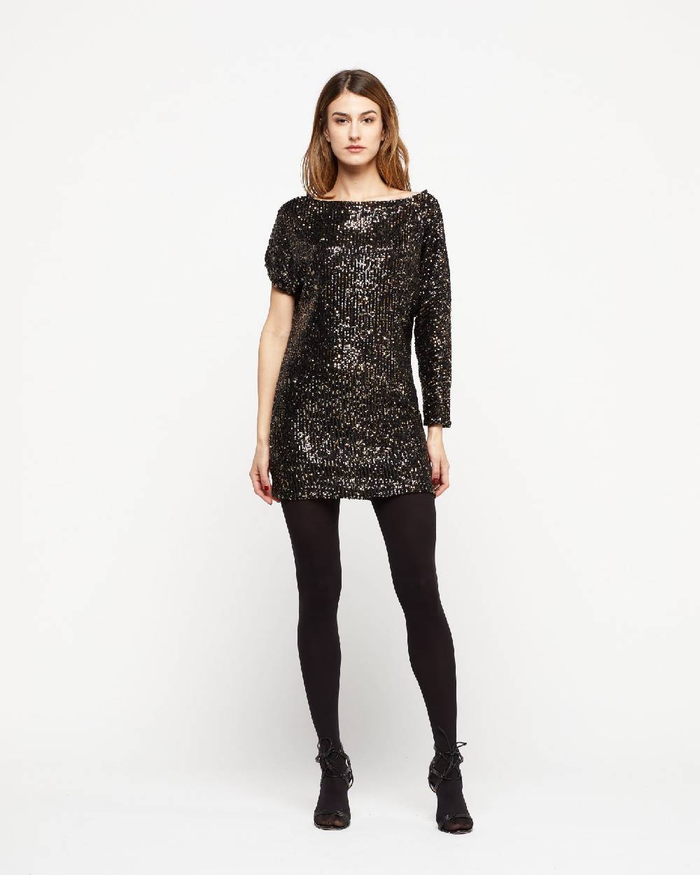 Le Twins Abito Ezia – Paillettes Nero e Oro