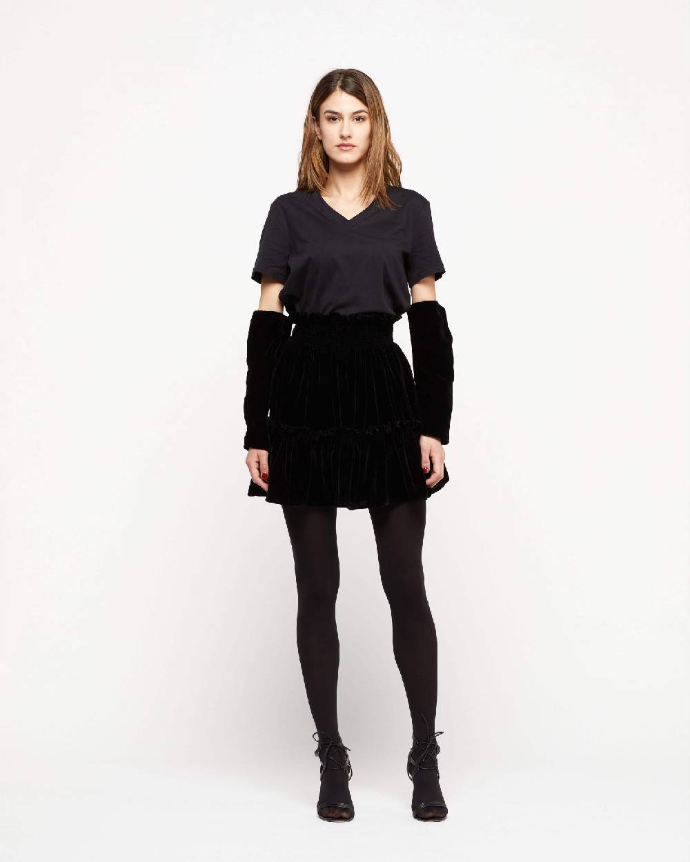 Le Twins Abito Mykonos – Nero gonna velluto