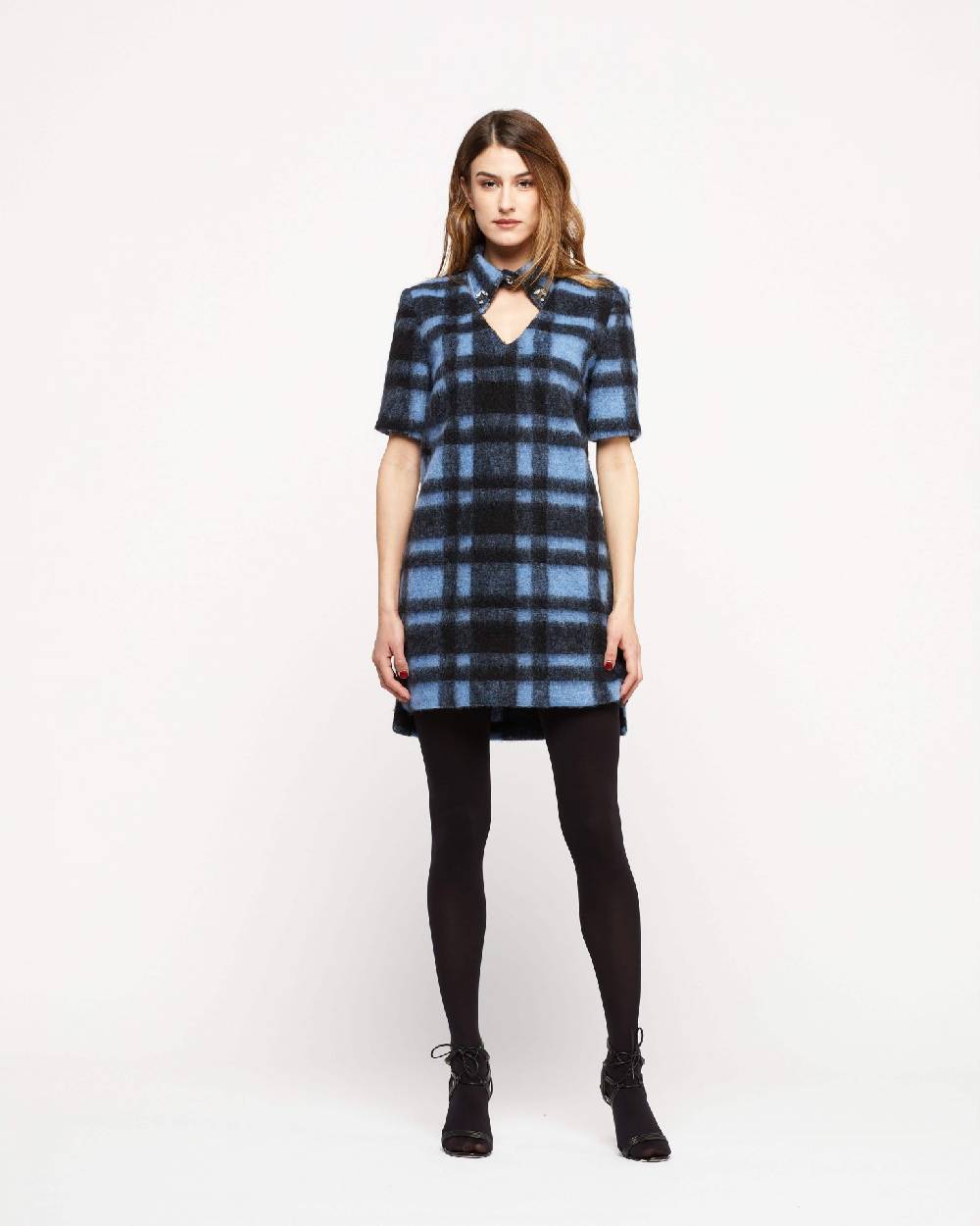 Le Twins Abito Parma – Quadri Celeste e Nero