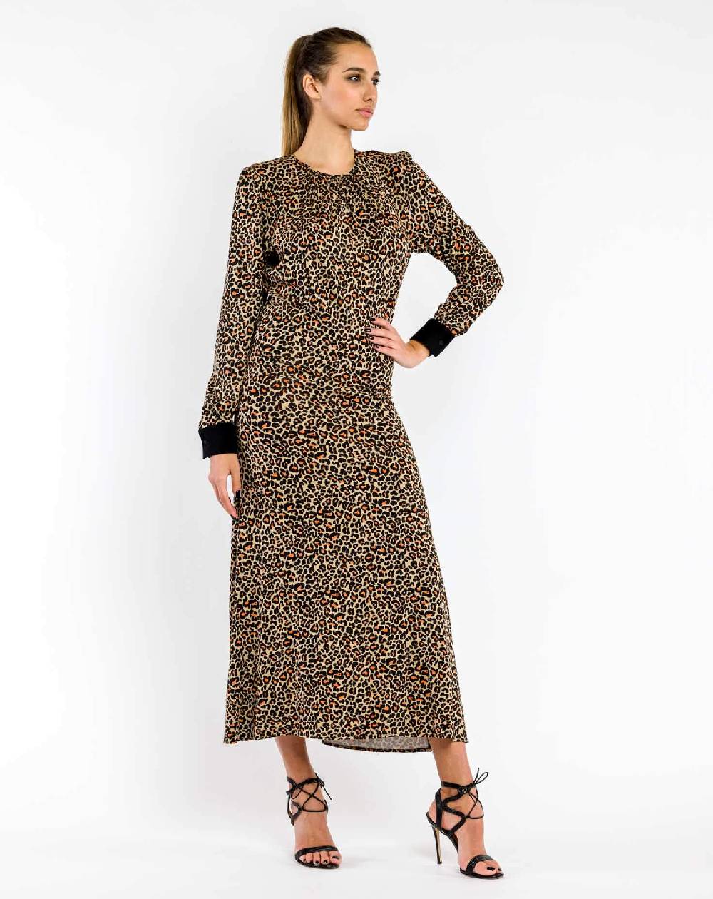 Le Twins Abito Rosio Animalier Arancio