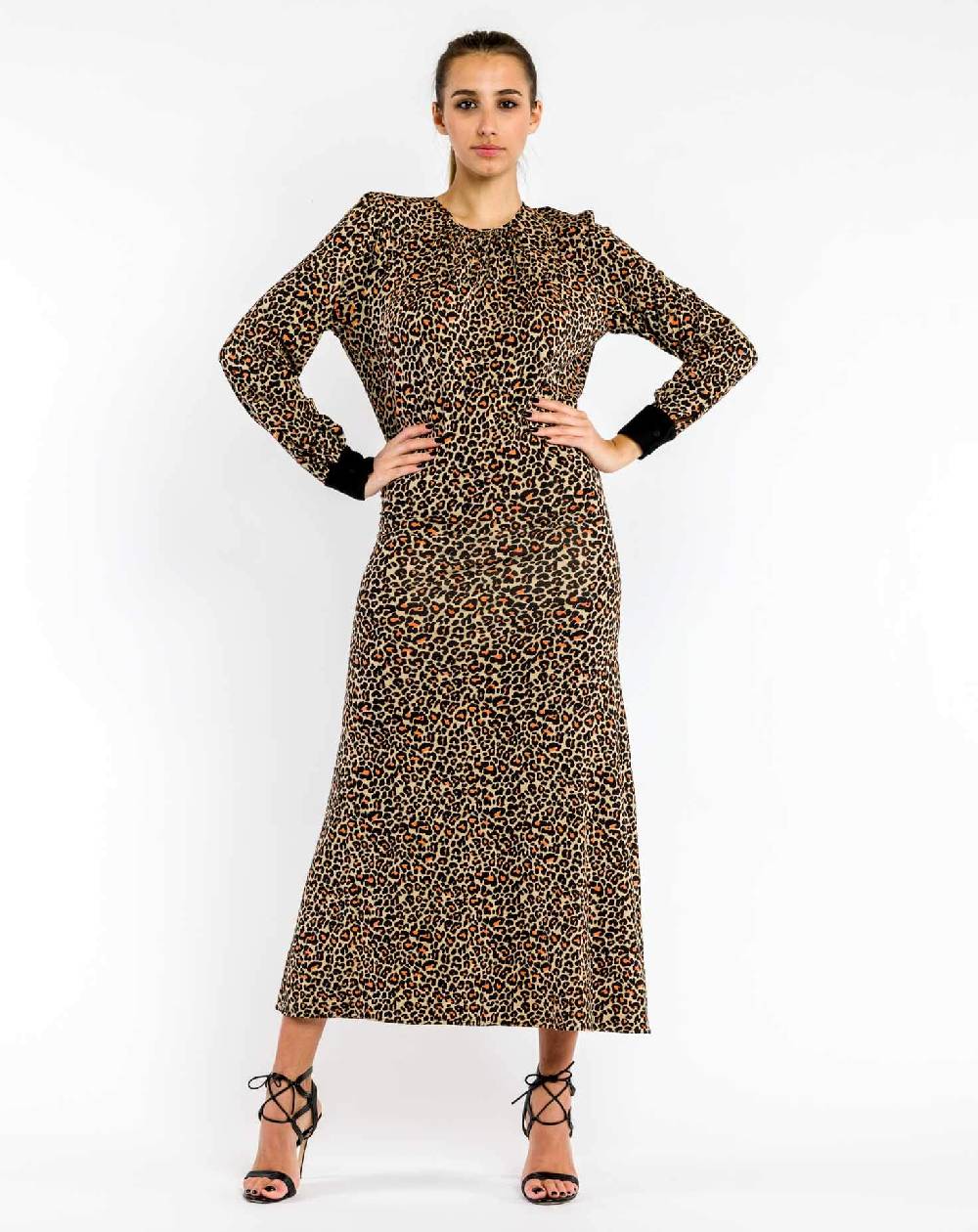 Le Twins Abito Rosio Animalier Arancio