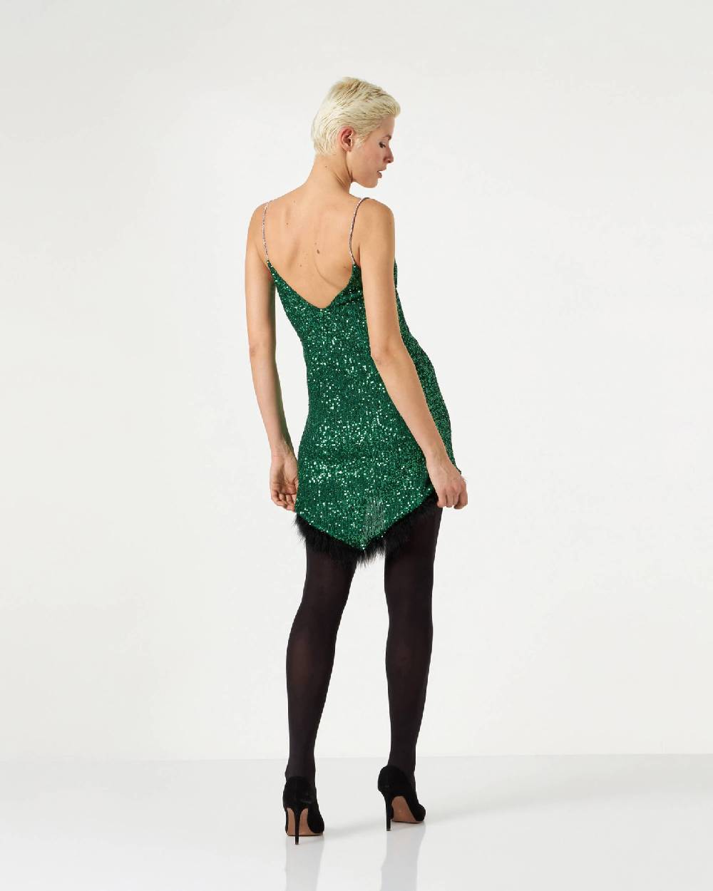 Le Twins Alessandria Paillettes Piume Verde