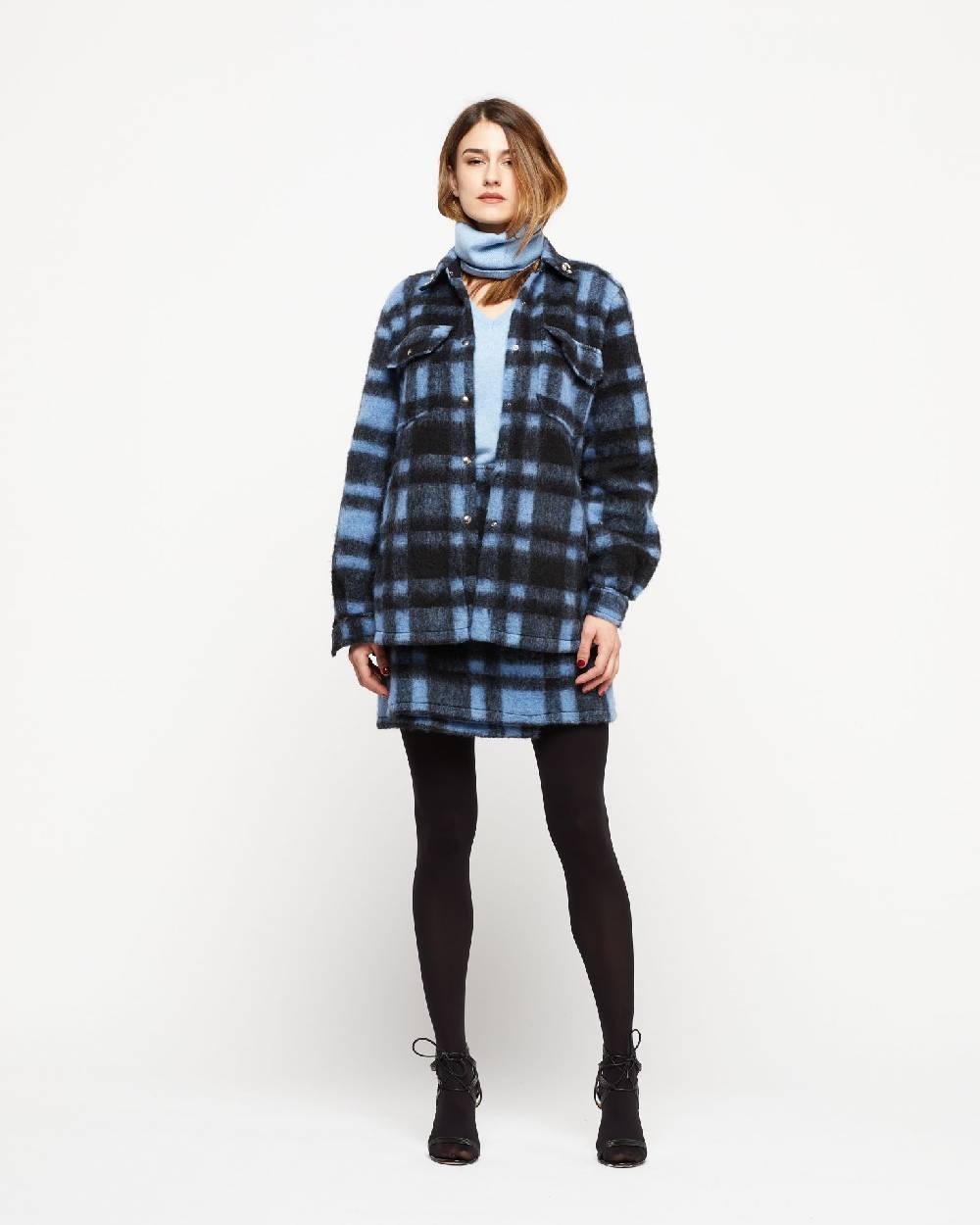 Le Twins Camicia Daniela – Quadri Celeste e Nero