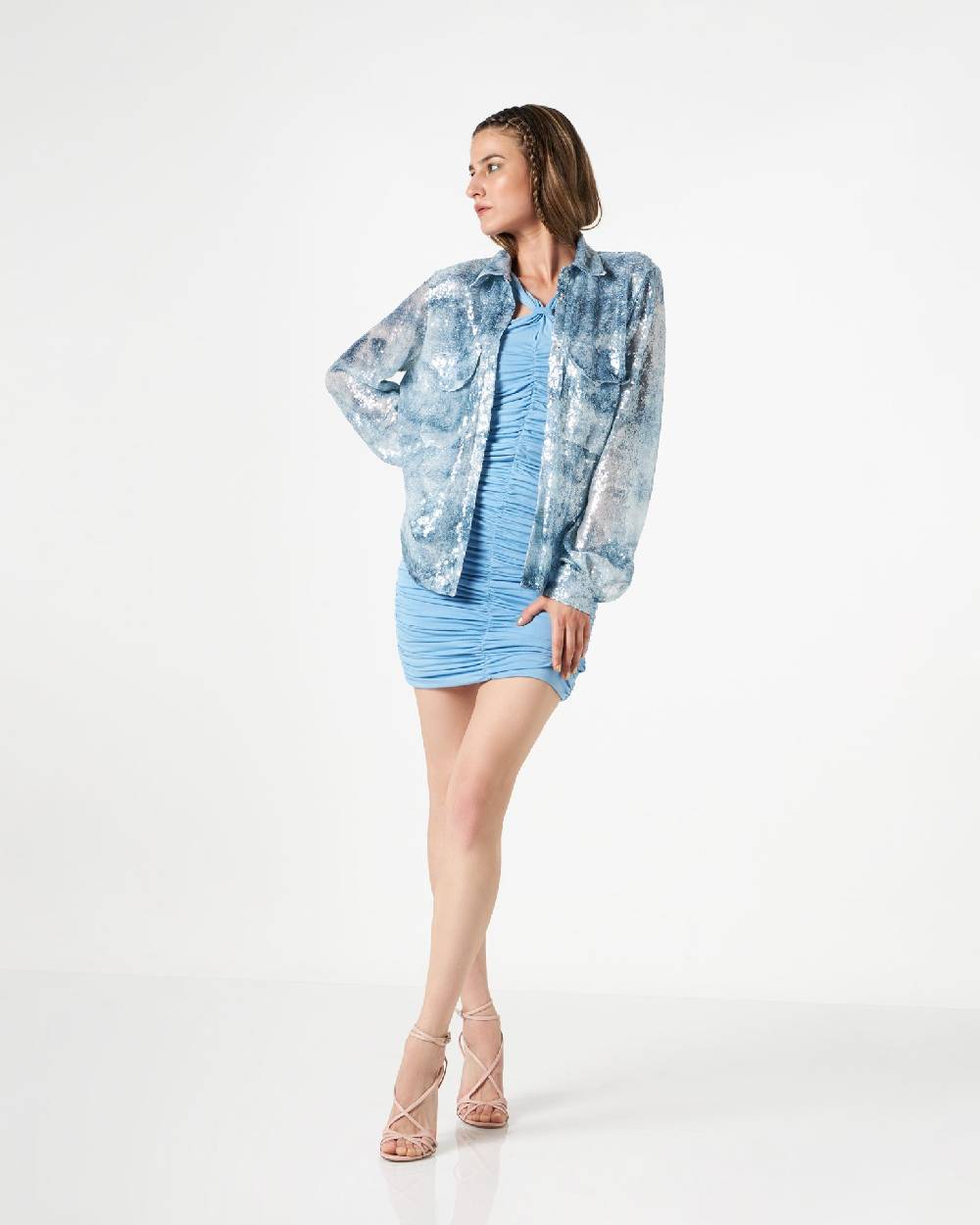 Le Twins Daniela Paillettes Jeans Celeste