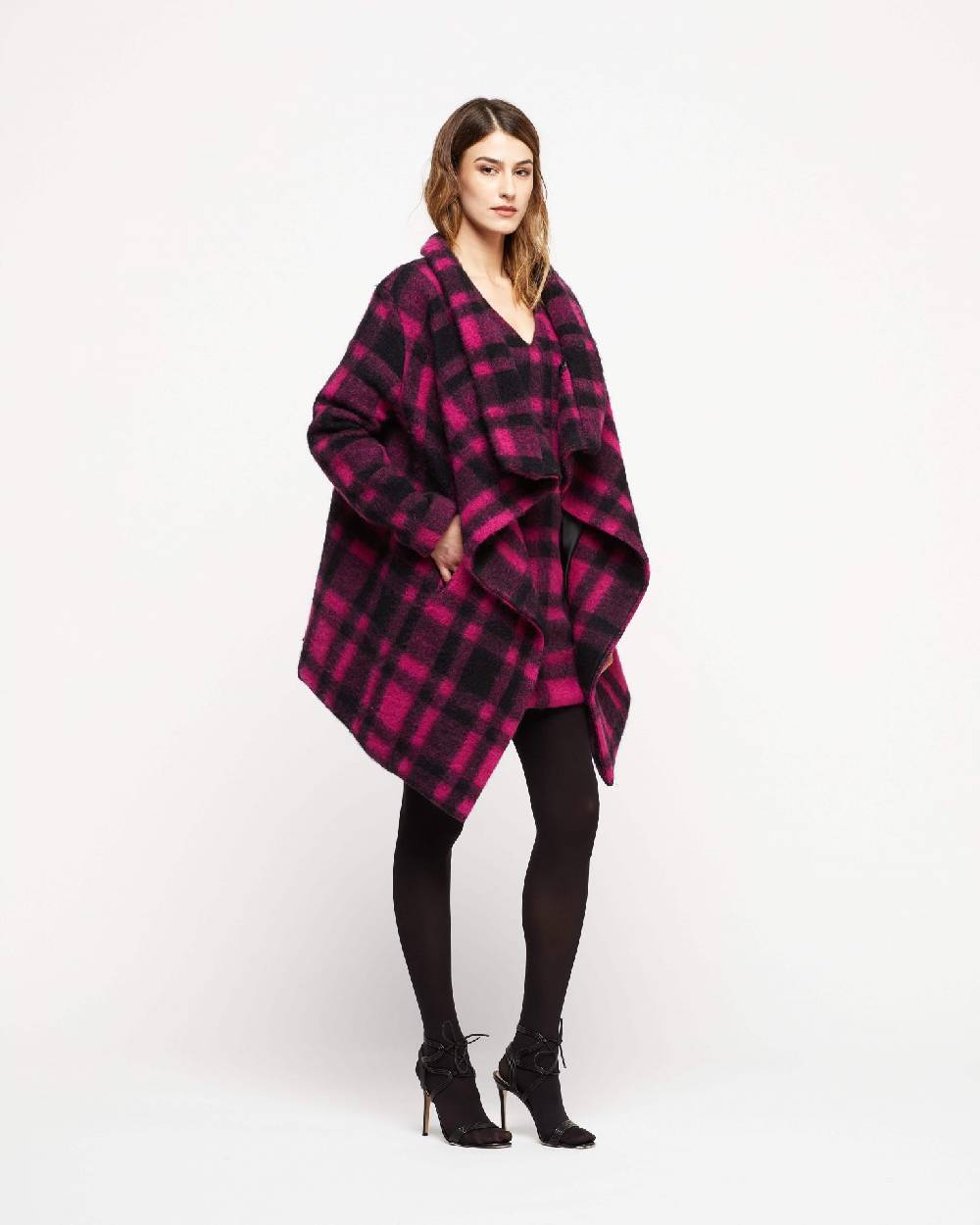 Le Twins Mantella Trieste – Quadri Fucsia E Nero