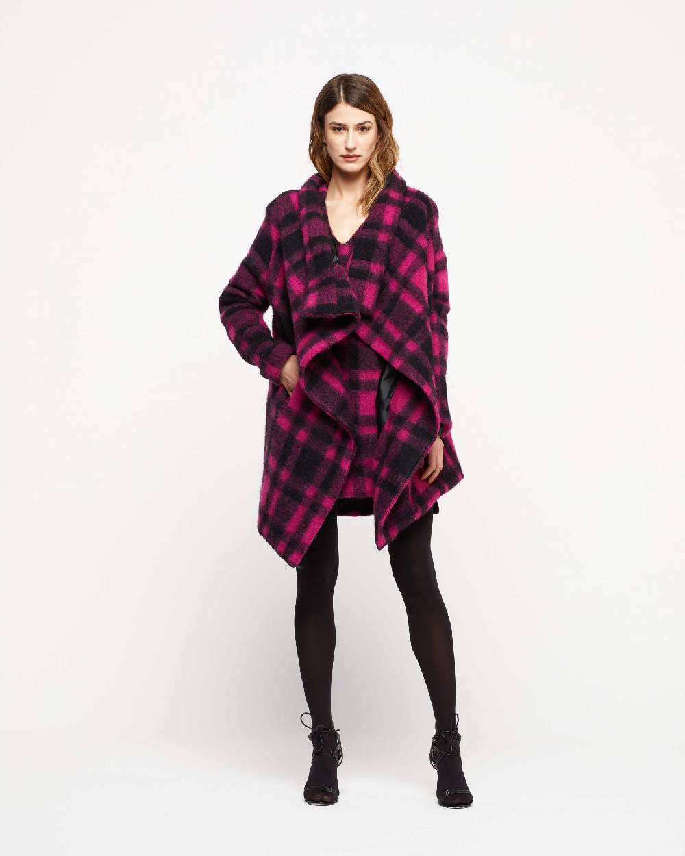 Le Twins Mantella Trieste – Quadri Fucsia e nero