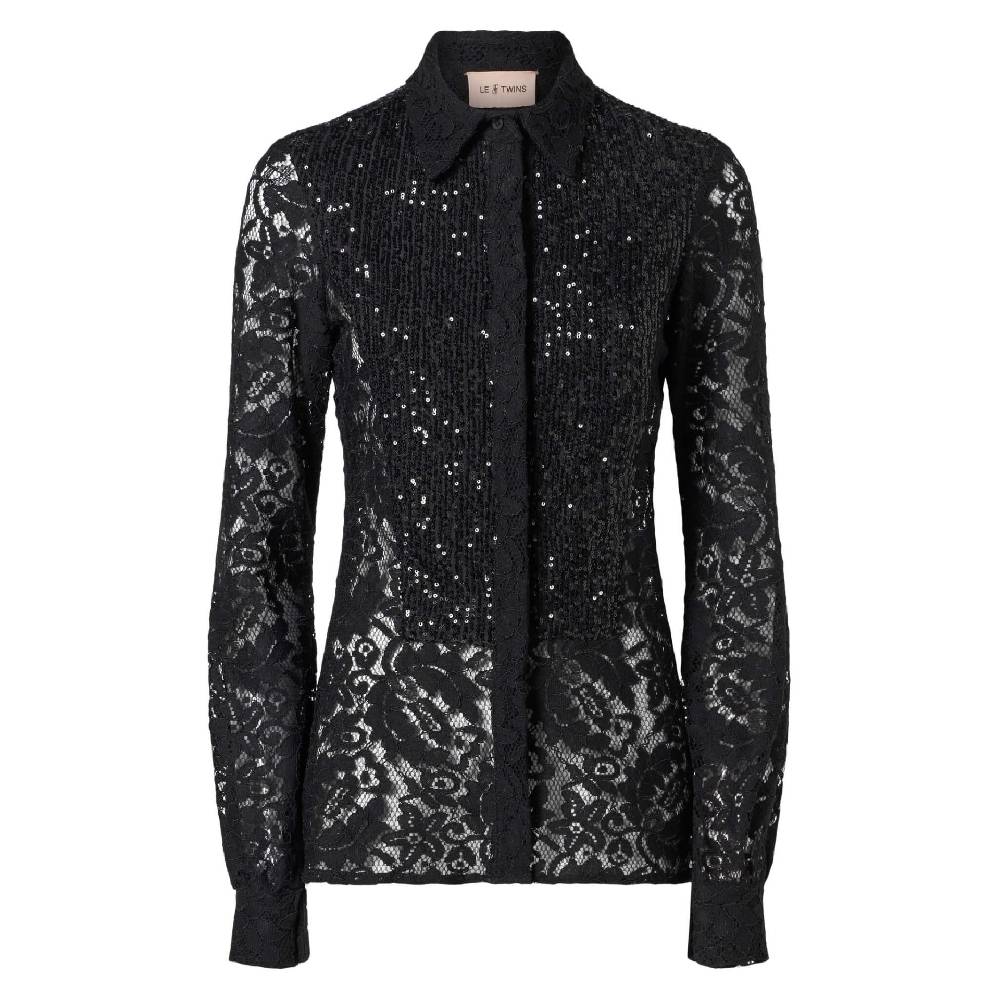 Le Twins Marsala Pizzo E Paillettes Nero