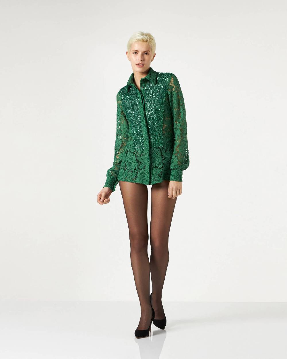 Le Twins Marsala Pizzo e Paillettes Verde