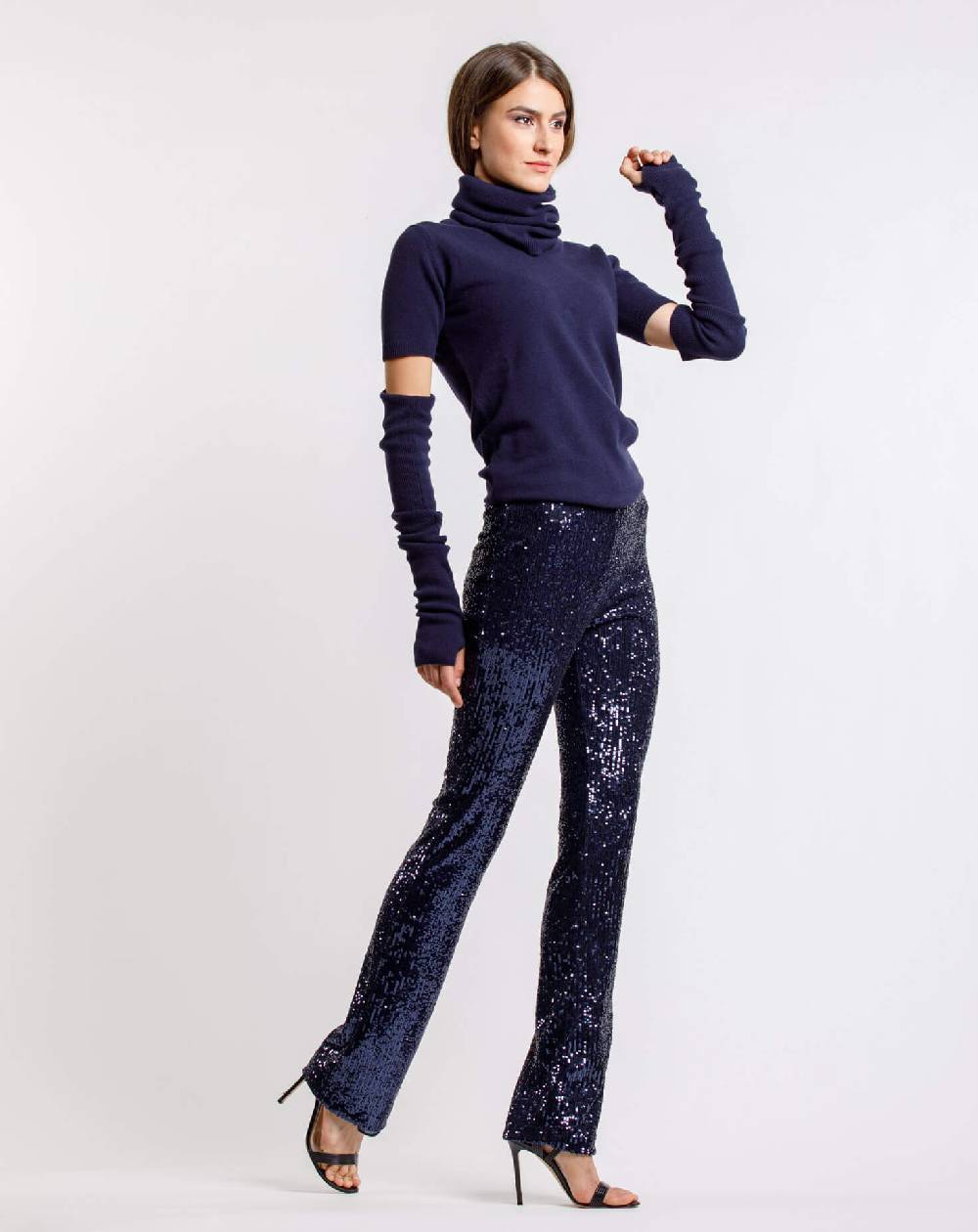 Le Twins Pantalone Raffaella – Paillettes Blu