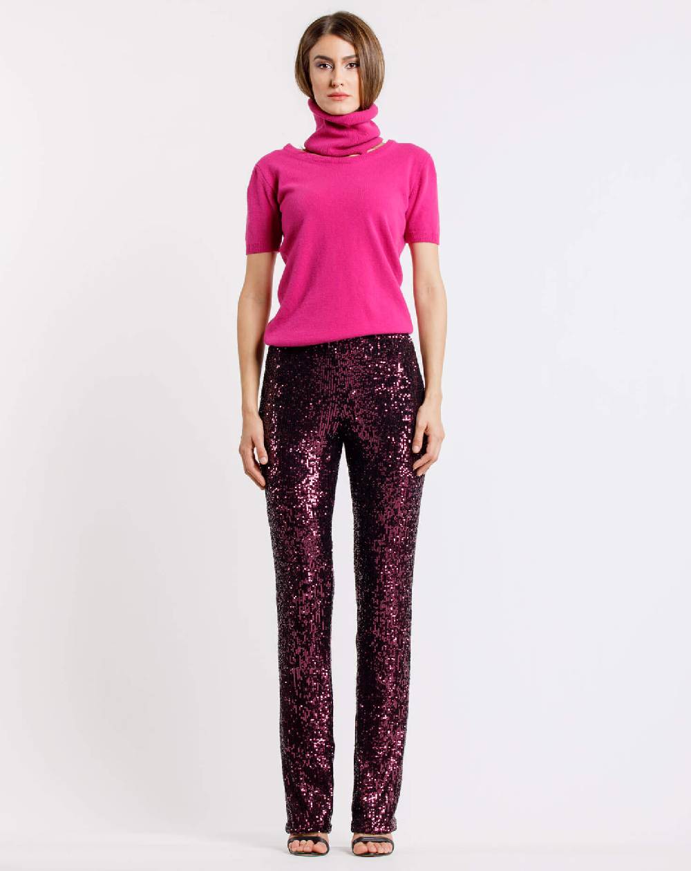 Le Twins Pantalone Raffaella – Paillettes – Bordeaux