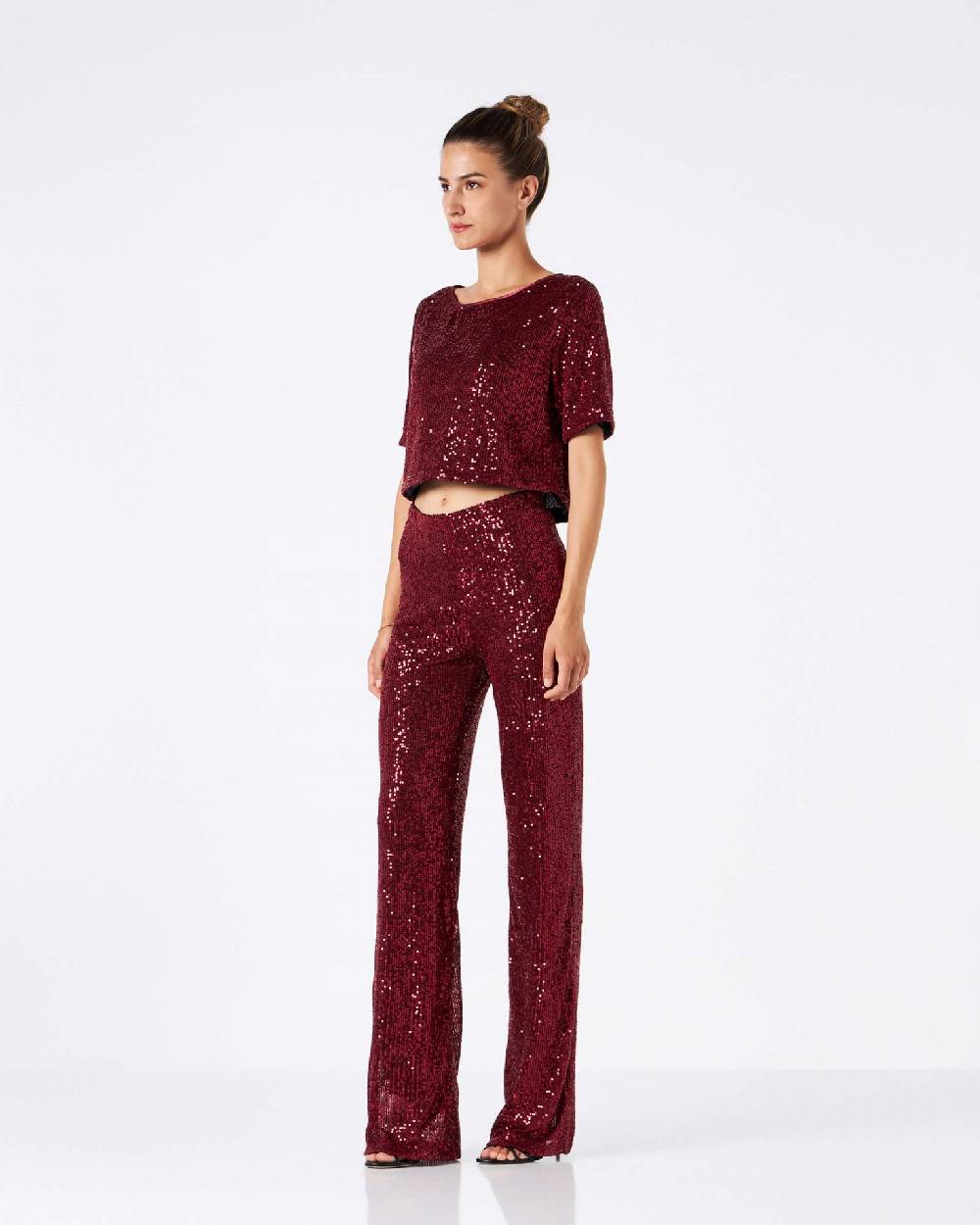 Le Twins Pantalone Raffaella – Paillettes Bordeaux