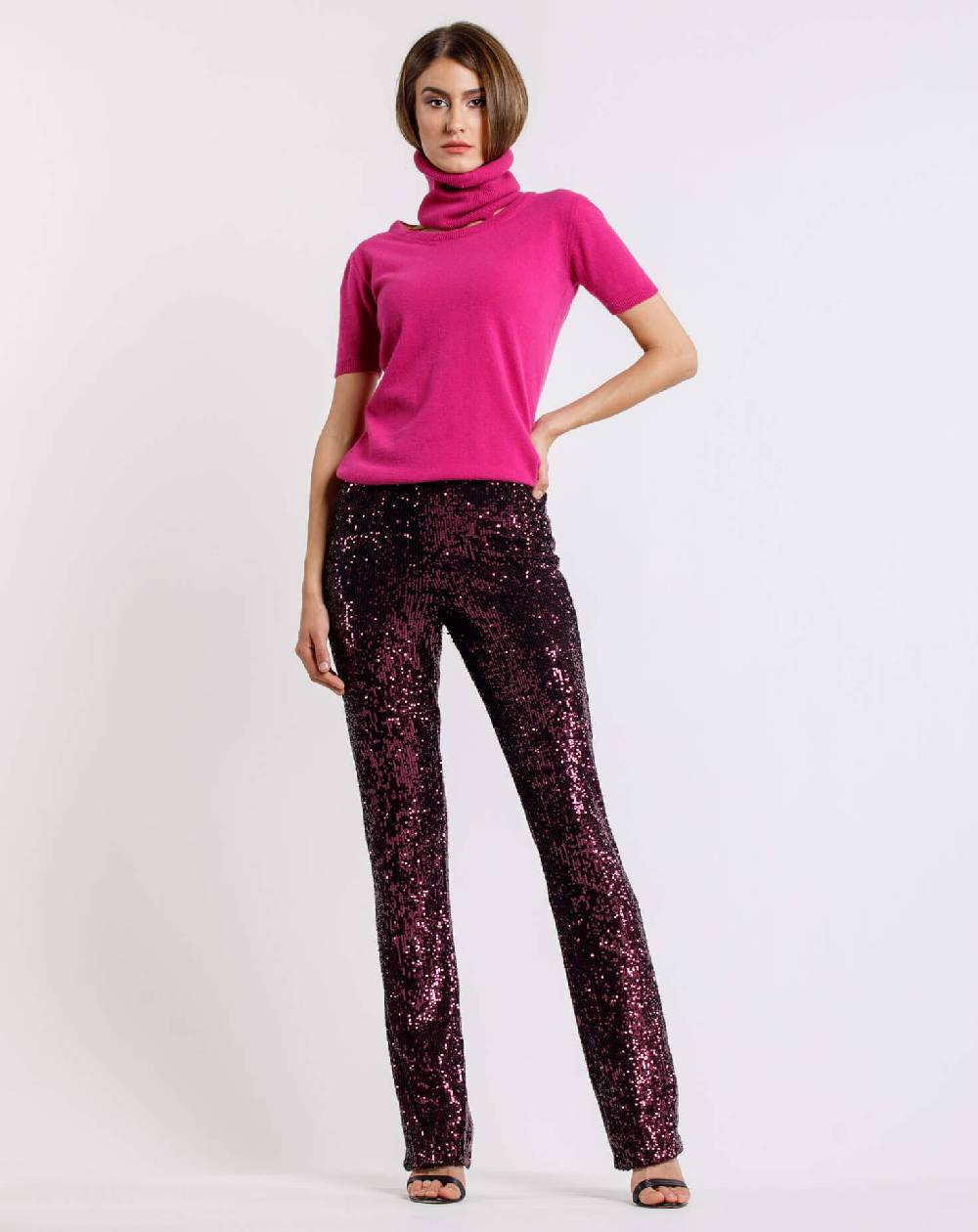 Le Twins Pantalone Raffaella – Paillettes – Bordeaux