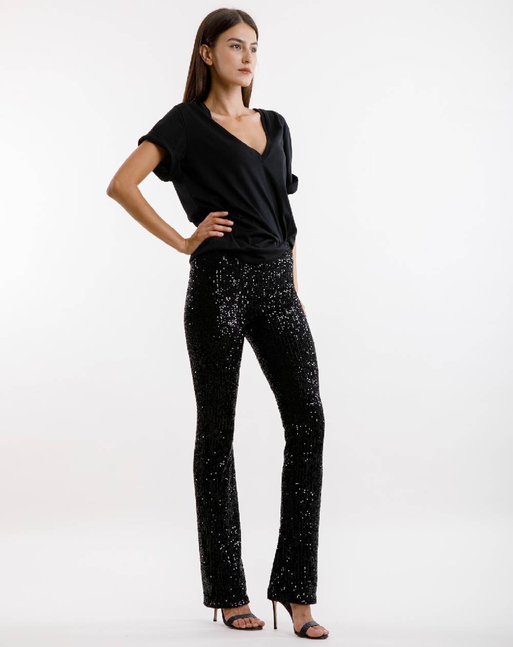 Le Twins Pantalone Raffaella – Paillettes Nero
