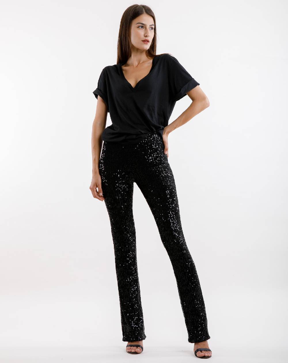 Le Twins Pantalone Raffaella – Paillettes Nero