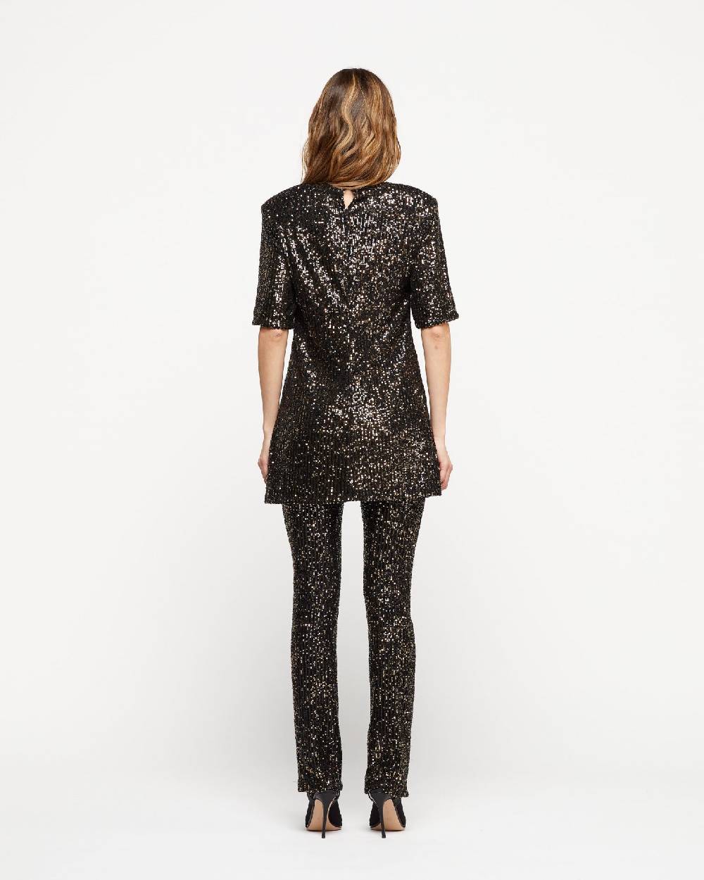 Le Twins Pantalone Raffaella – Paillettes Nero E Oro