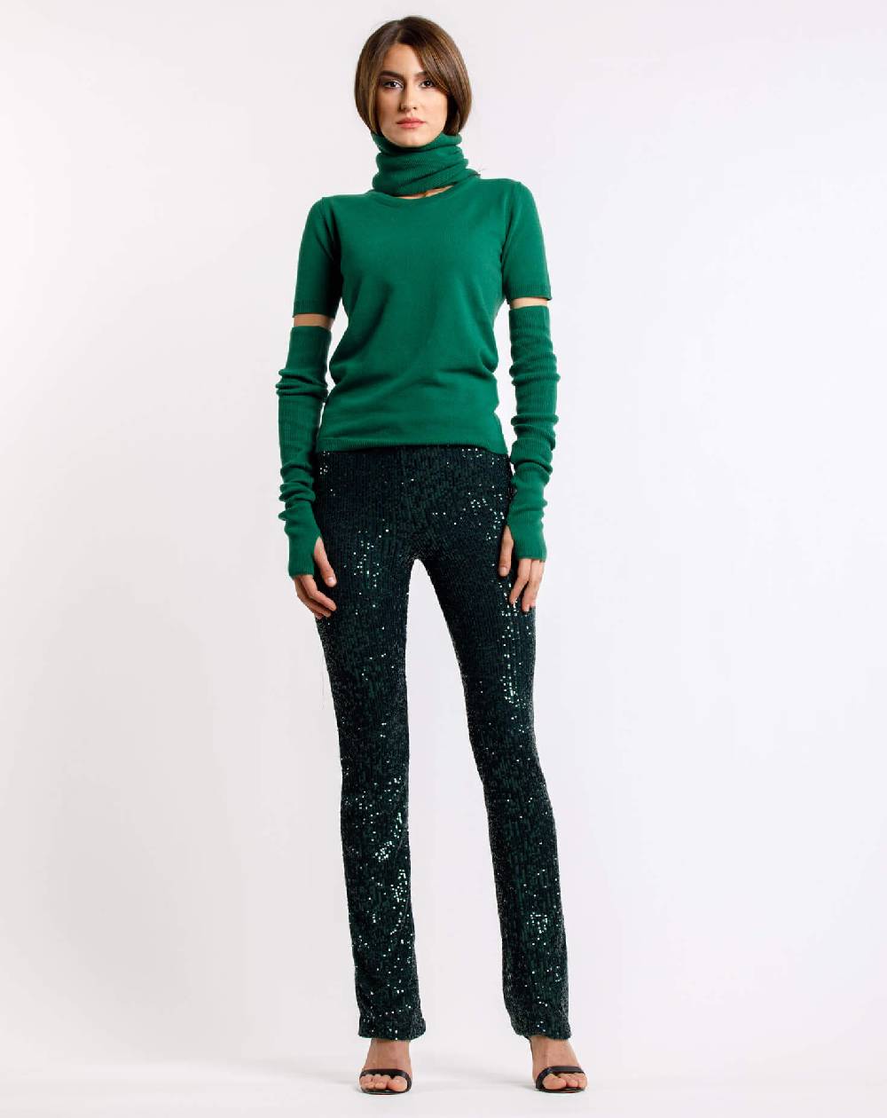 Le Twins Pantalone Raffaella – Paillettes Verde