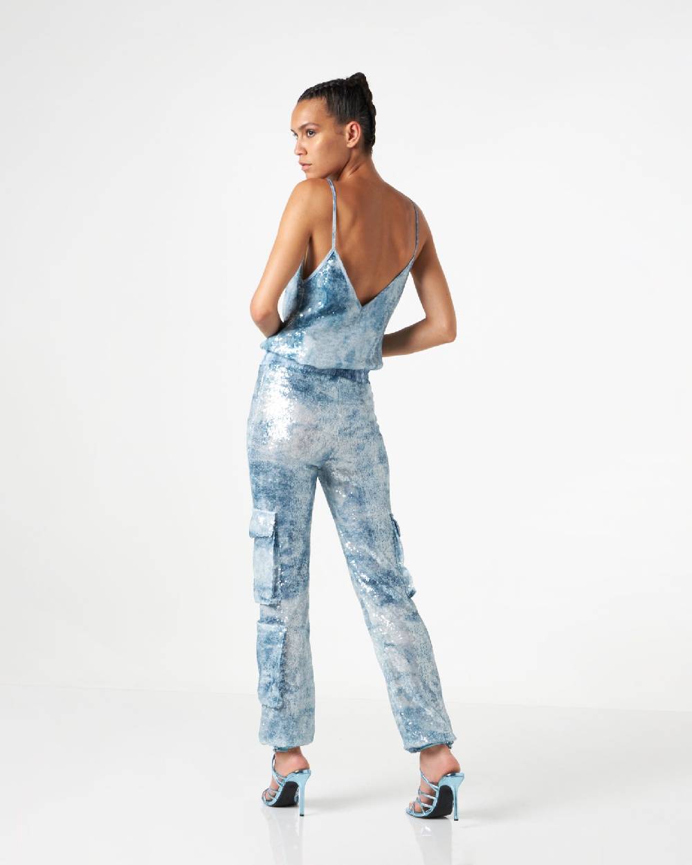Le Twins Roby Paillettes Jeans Celeste