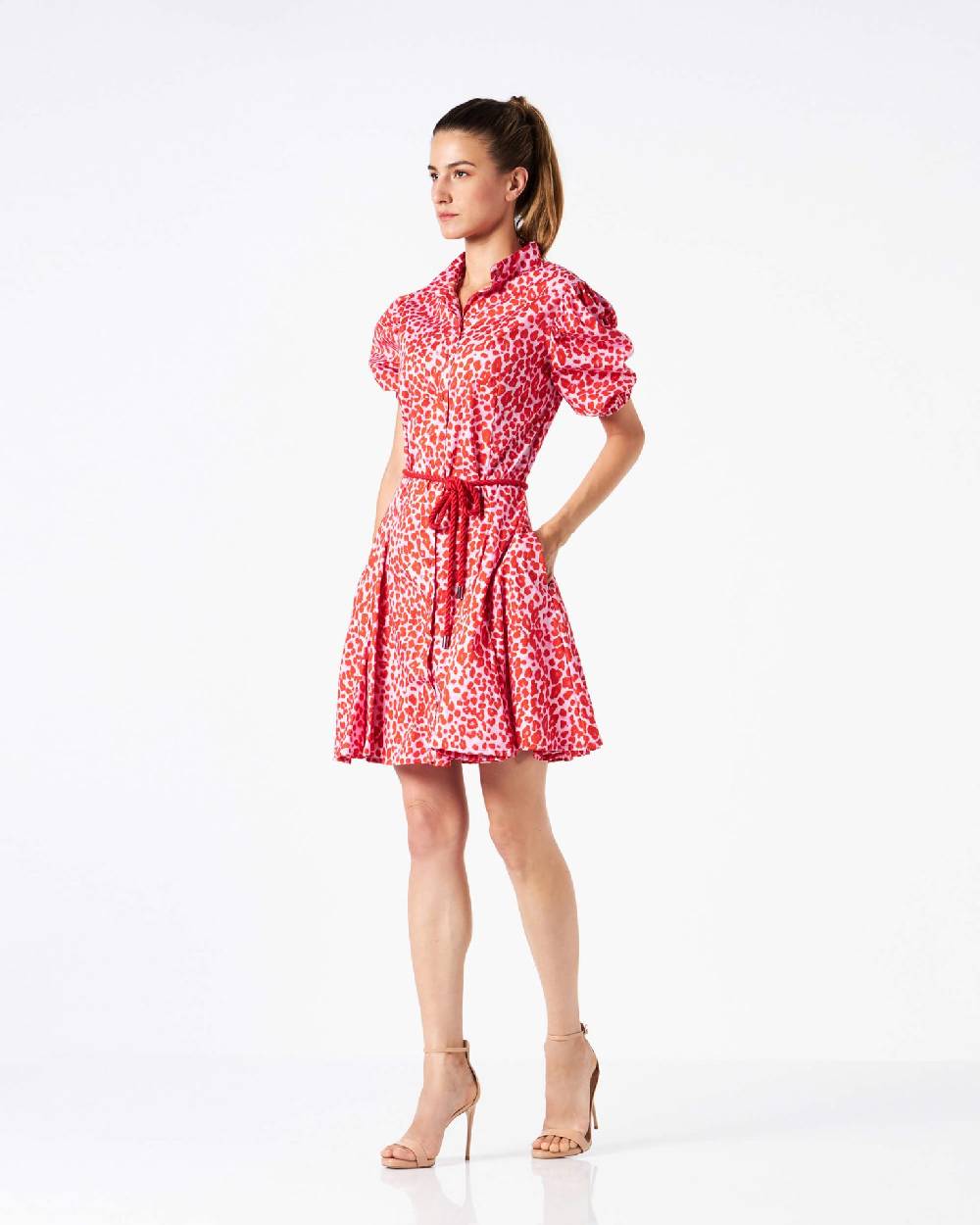 Le Twins Sofy Animalier Rosso Con Cintura