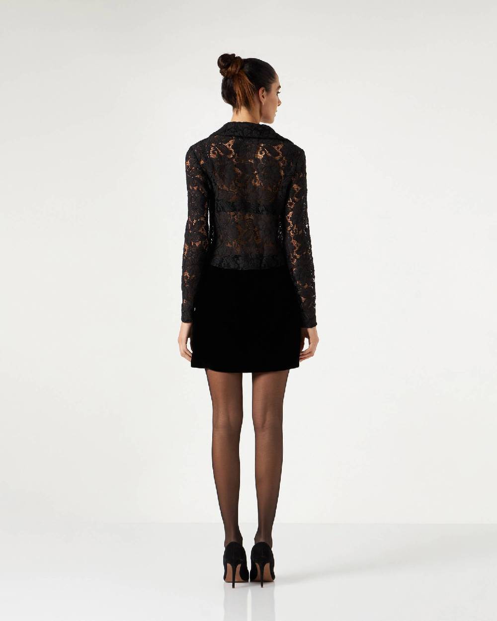 Le Twins Treviso Pizzo E Paillettes Nero