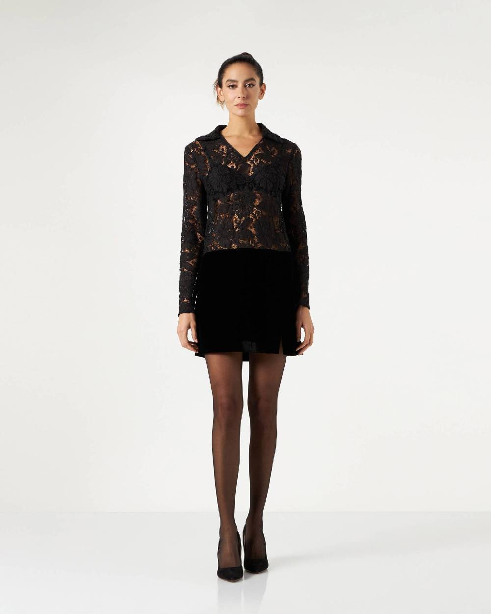 Le Twins Treviso Pizzo e Paillettes Nero