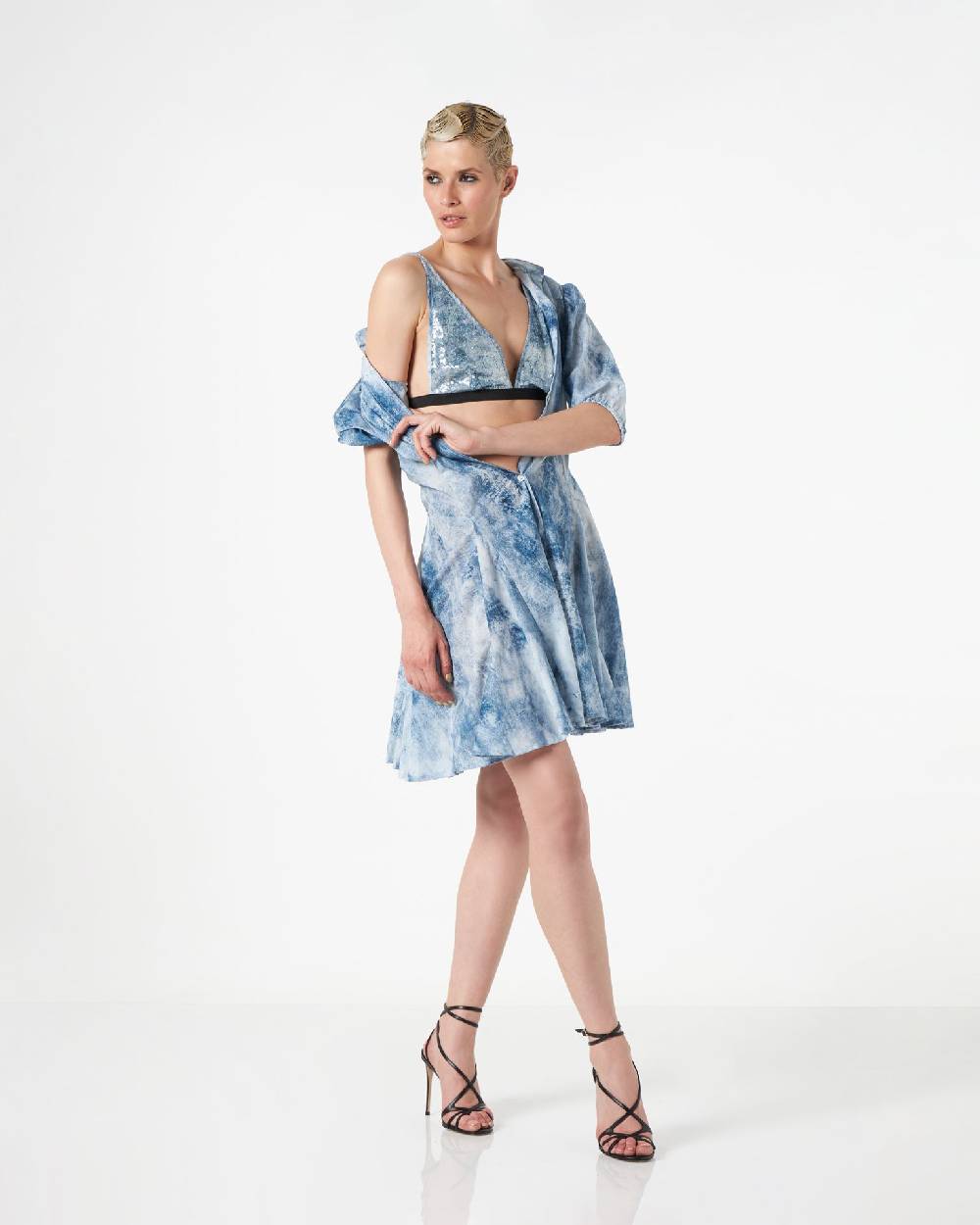 Le Twins Virgy Paillettes Jeans Celeste