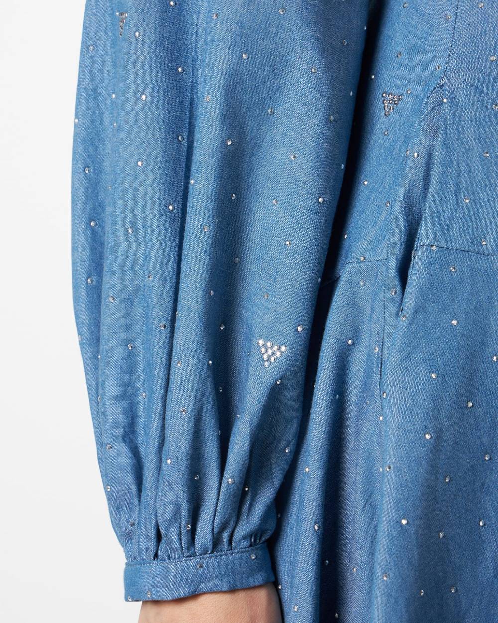 Le Twins Lucrezia Chambray Jeans Celeste Con Strass