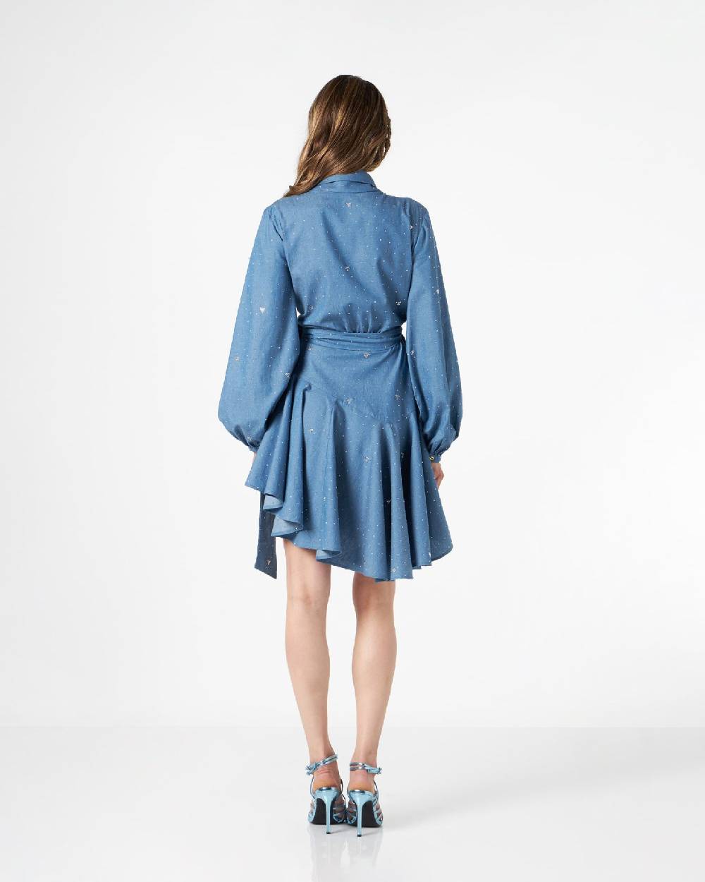 Le Twins Lucrezia Chambray Jeans Celeste Con Strass