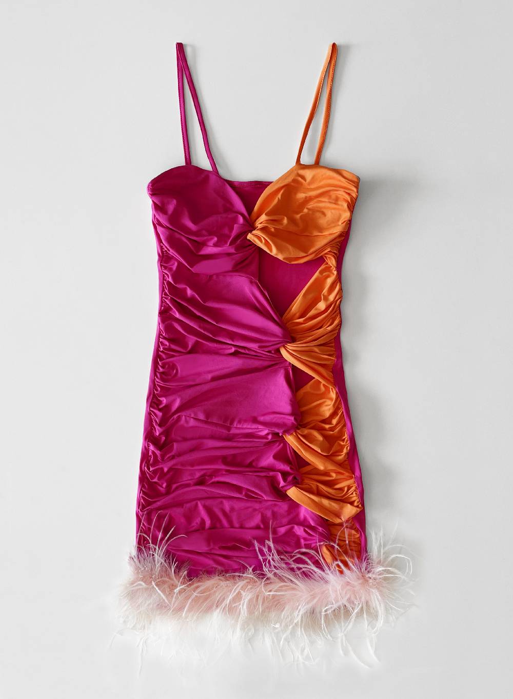 Le Volière BETHANY Vestito Elasticizzato Fucsia E Arancione Con Fori