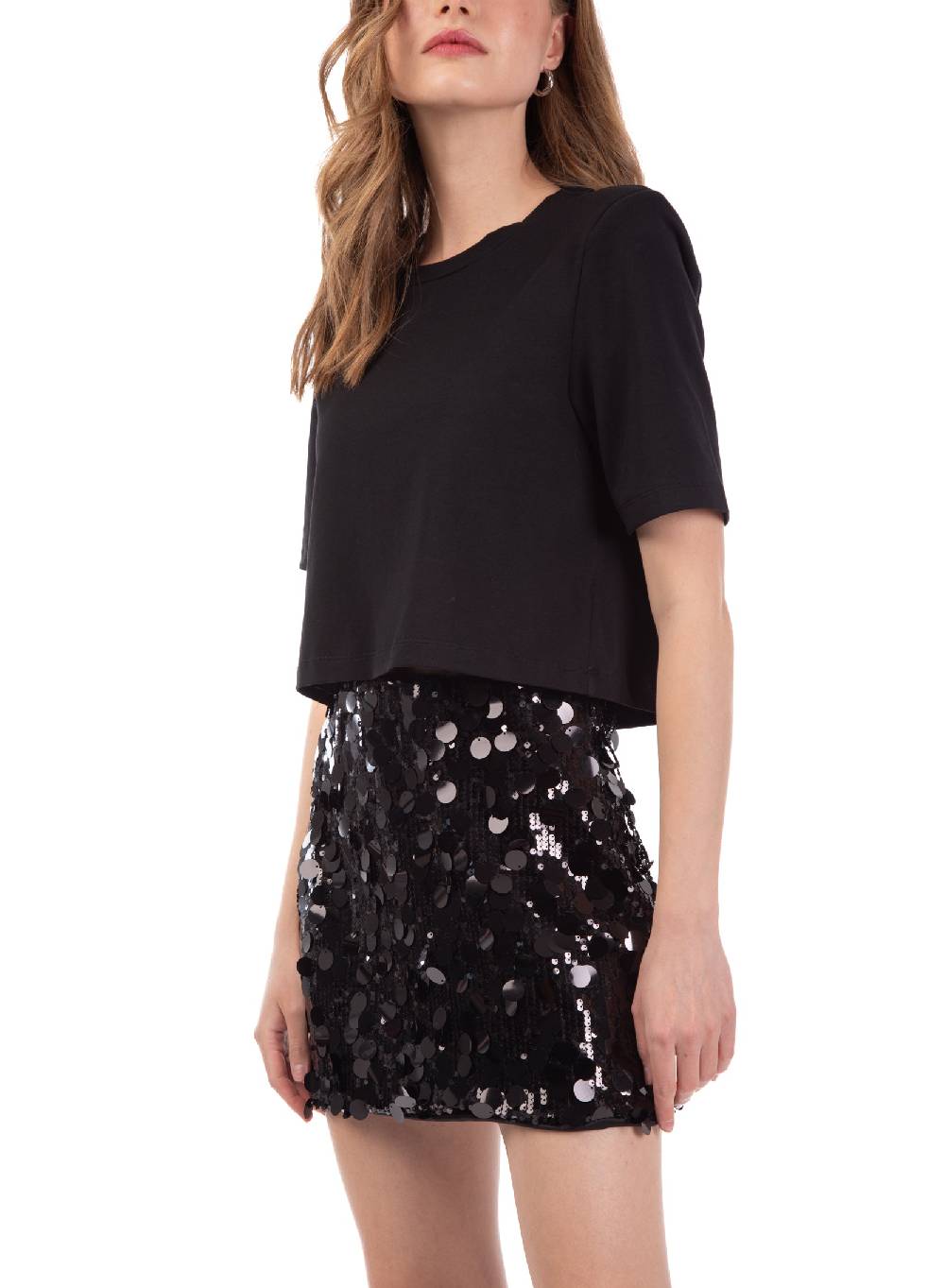 Le Volière Gonna Di Paillettes Nera, Lilla O Argento