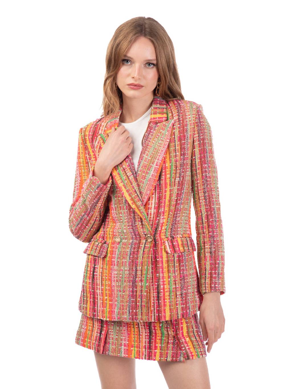 Le Volière Blazer In Tweed Multicolor