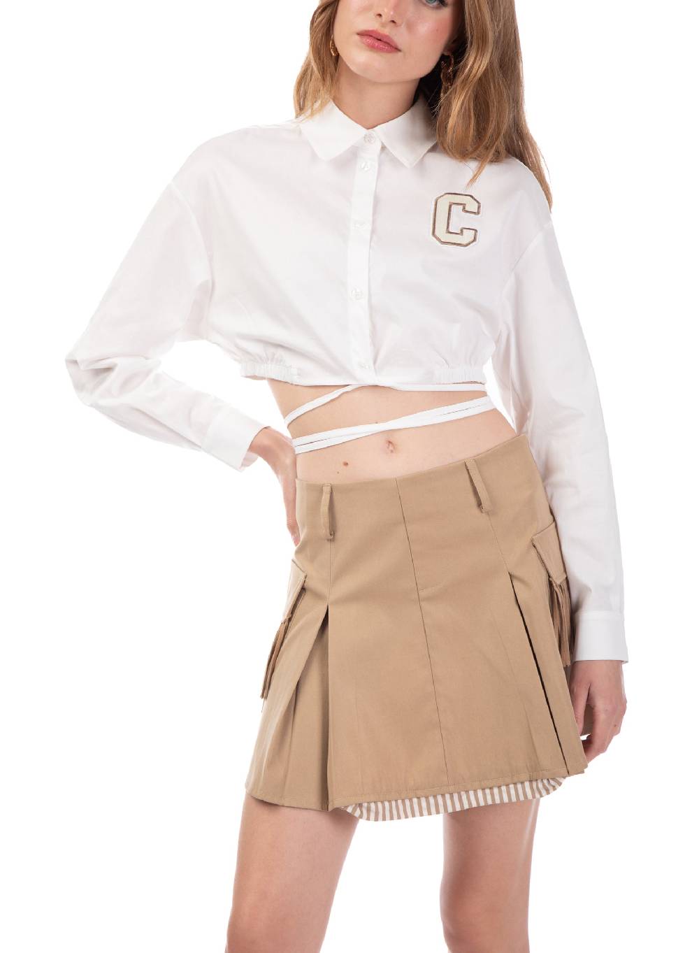 Le Volière Camicia In Popeline Bianca Cropped