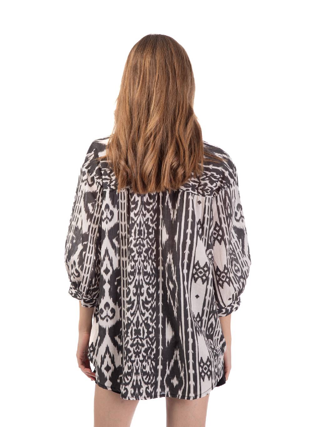 Le Volière Camicia Oversize Etnica Con Frange