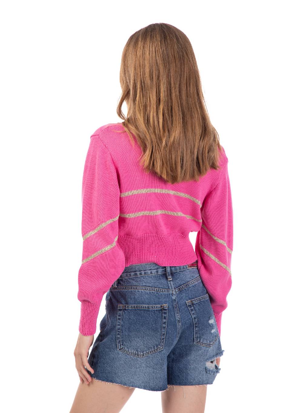Le Volière Cardigan Di Cotone Fucsia