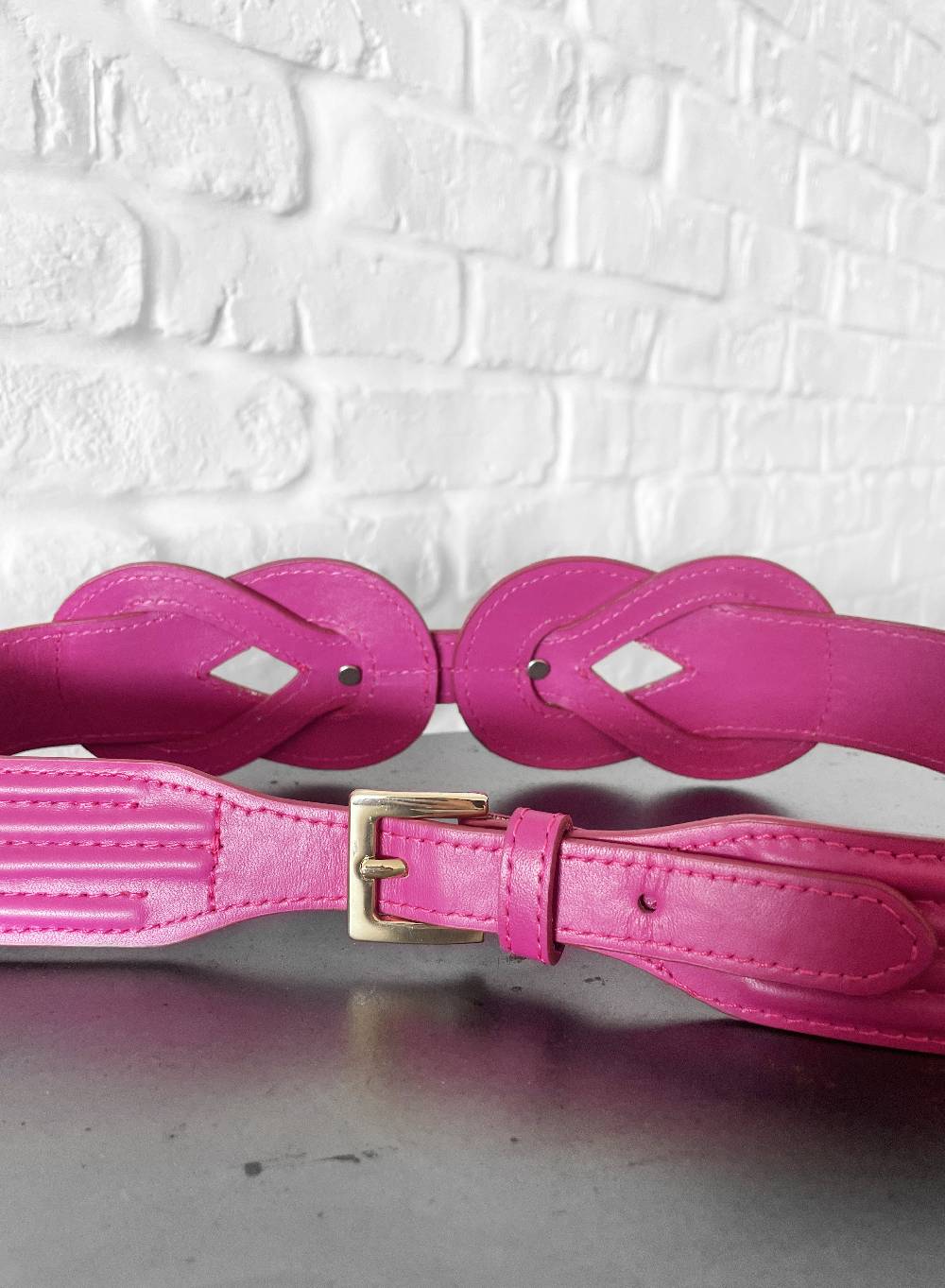 Le Volière Cintura Fucsia Con Targhetta Oro