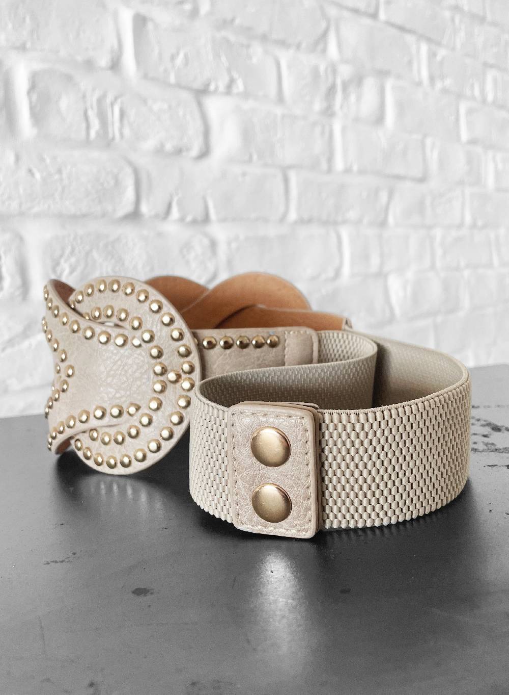 Le Volière Cintura In Ecopelle Con Borchie Oro